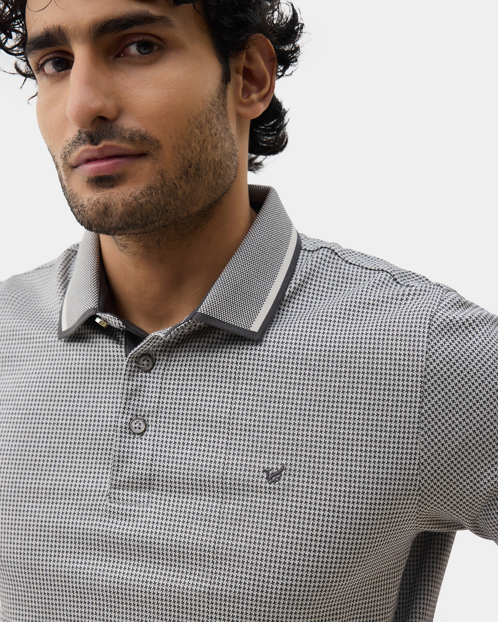Light Grey Textured Polo - Bomi