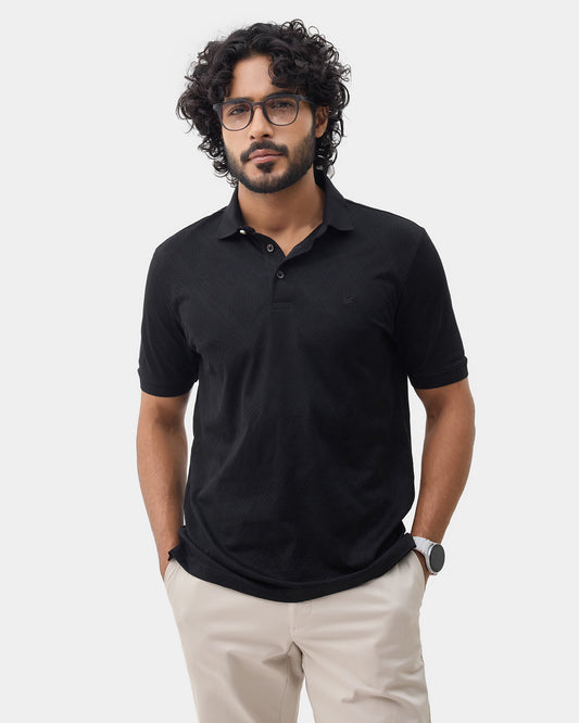 Black Textured Polo - Min Jun