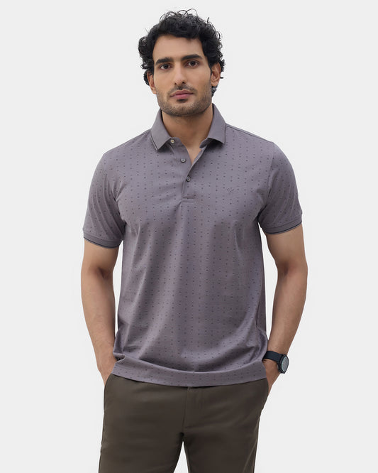Front Gray Printed Polo - Kima