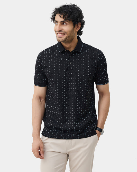 Black Printed Polo - Kima
