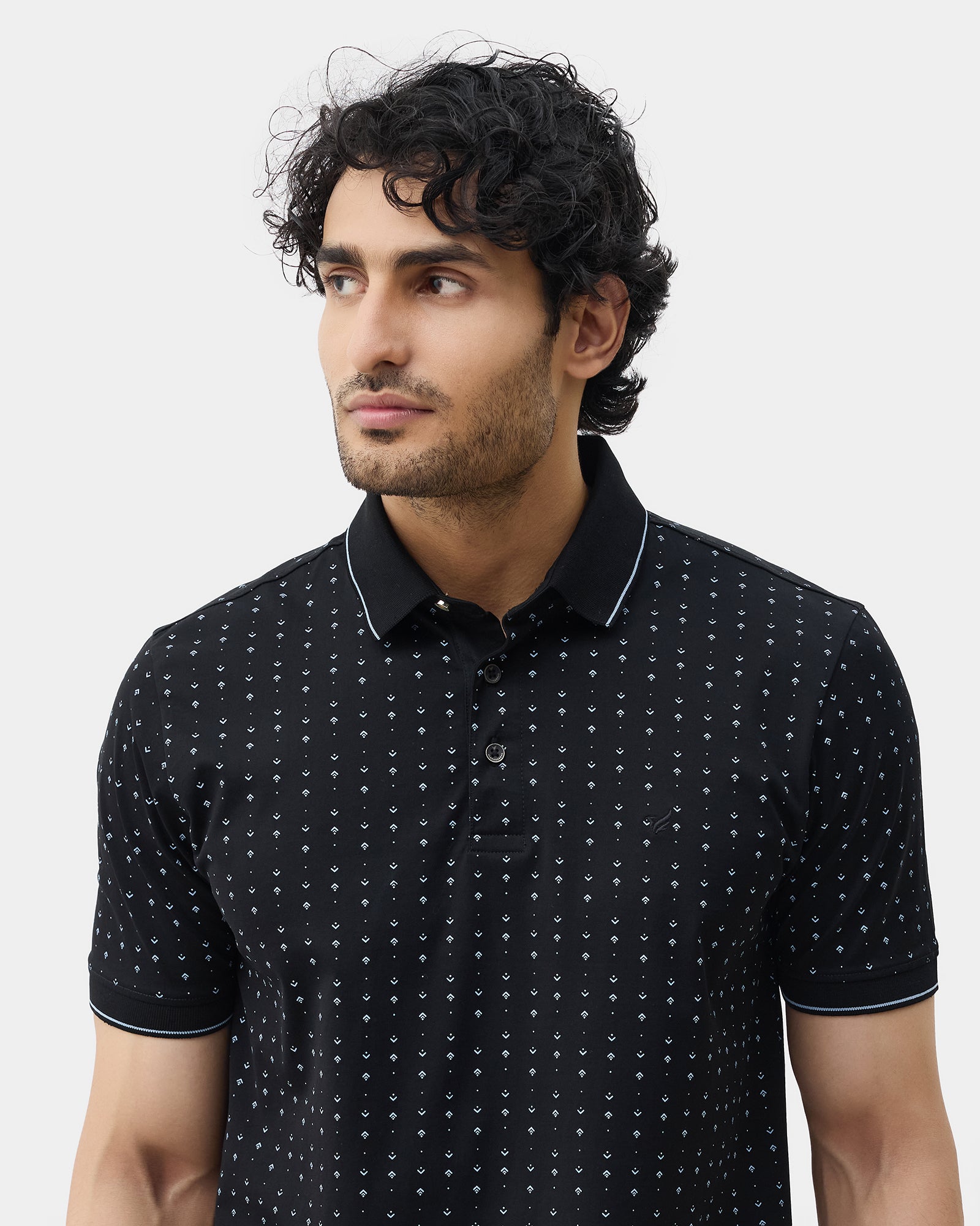 Black Printed Polo - Kima