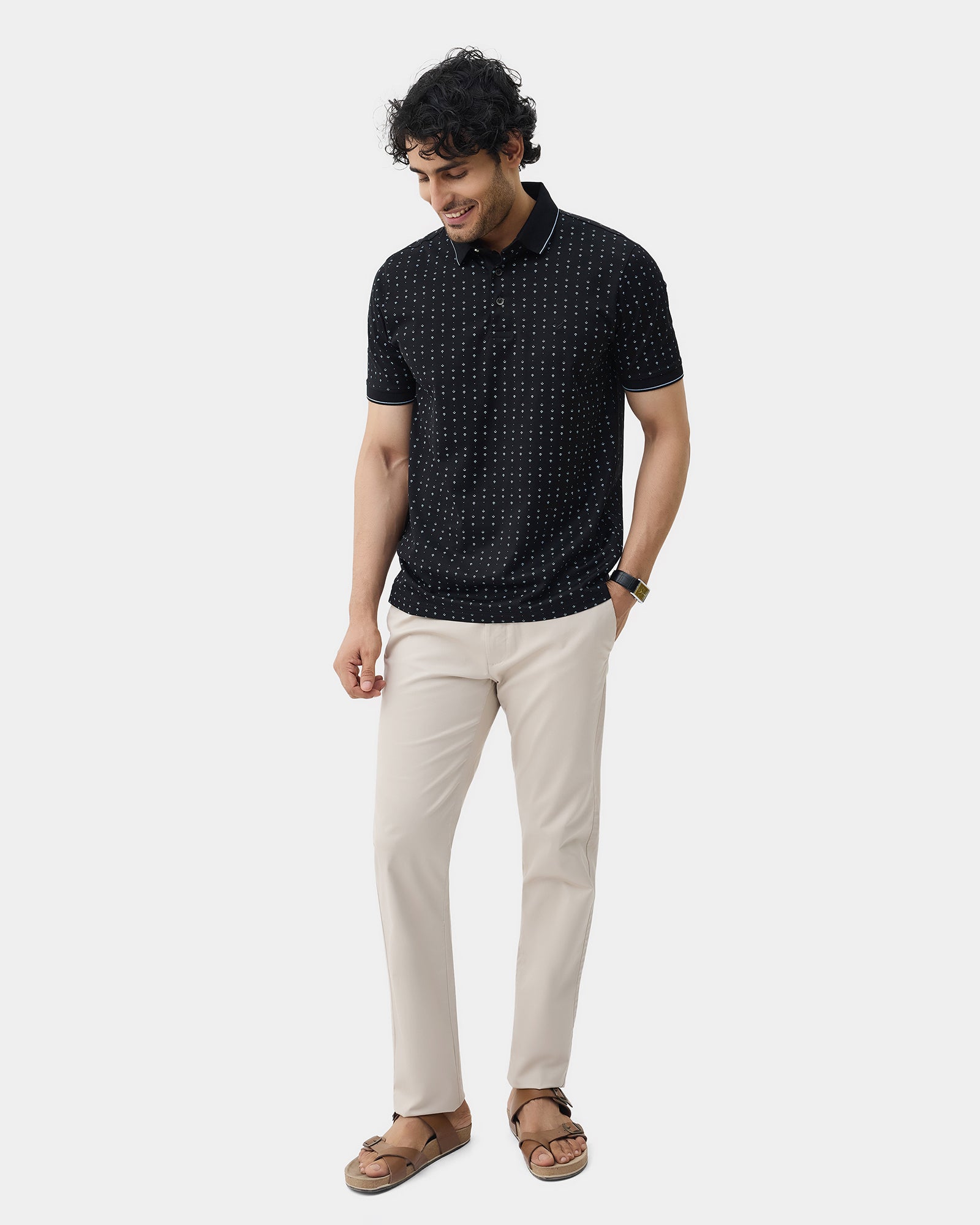 Black Printed Polo - Kima