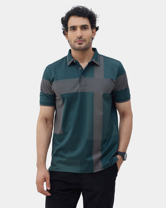 Dark Green Printed Polo - Muki