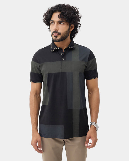 Black Printed Polo - Muki