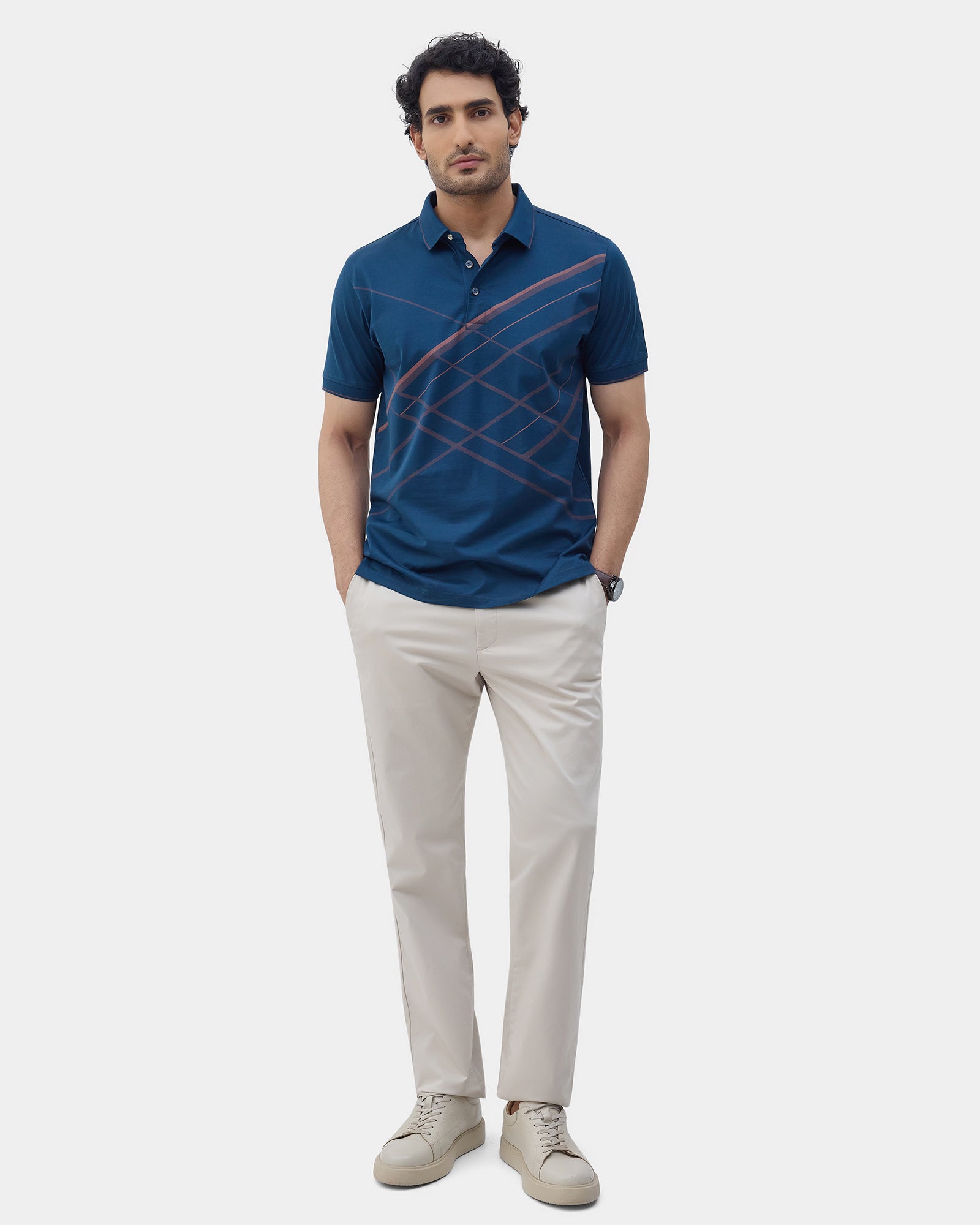 Galactic Blue Printed Polo - Pita