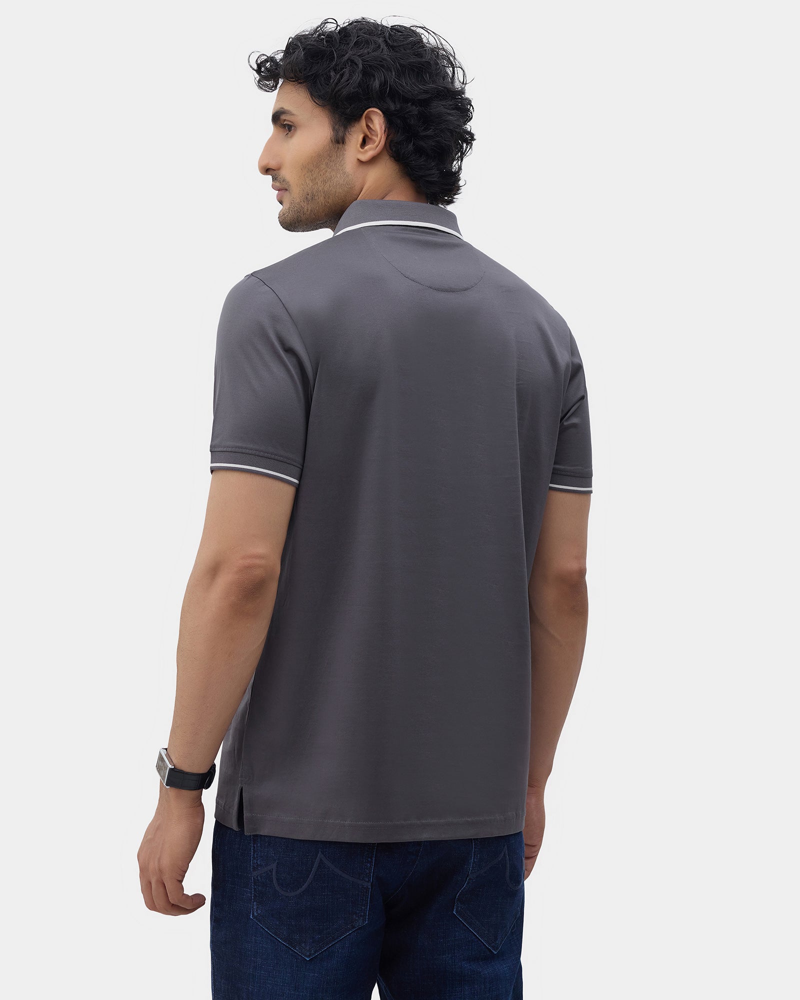 Charcoal Grey Solid Polo - Ae Ryun