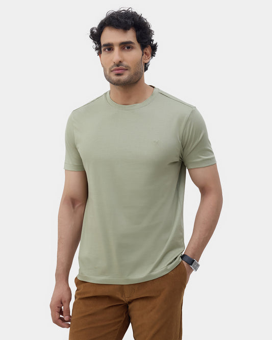 Fern Green Crew Neck Solid T-Shirt - Ginjiro