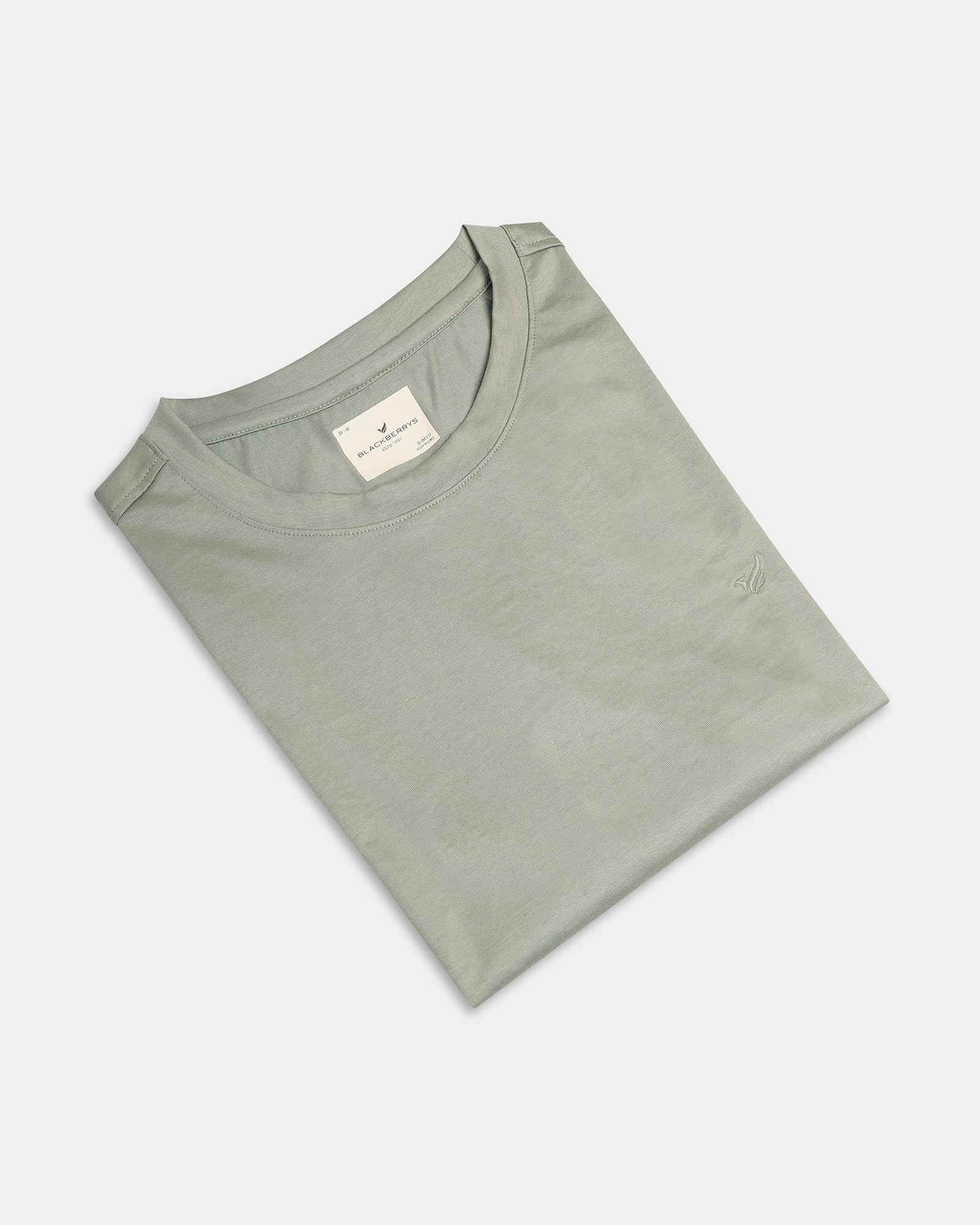 Fern Green Crew Neck Solid T-Shirt - Ginjiro