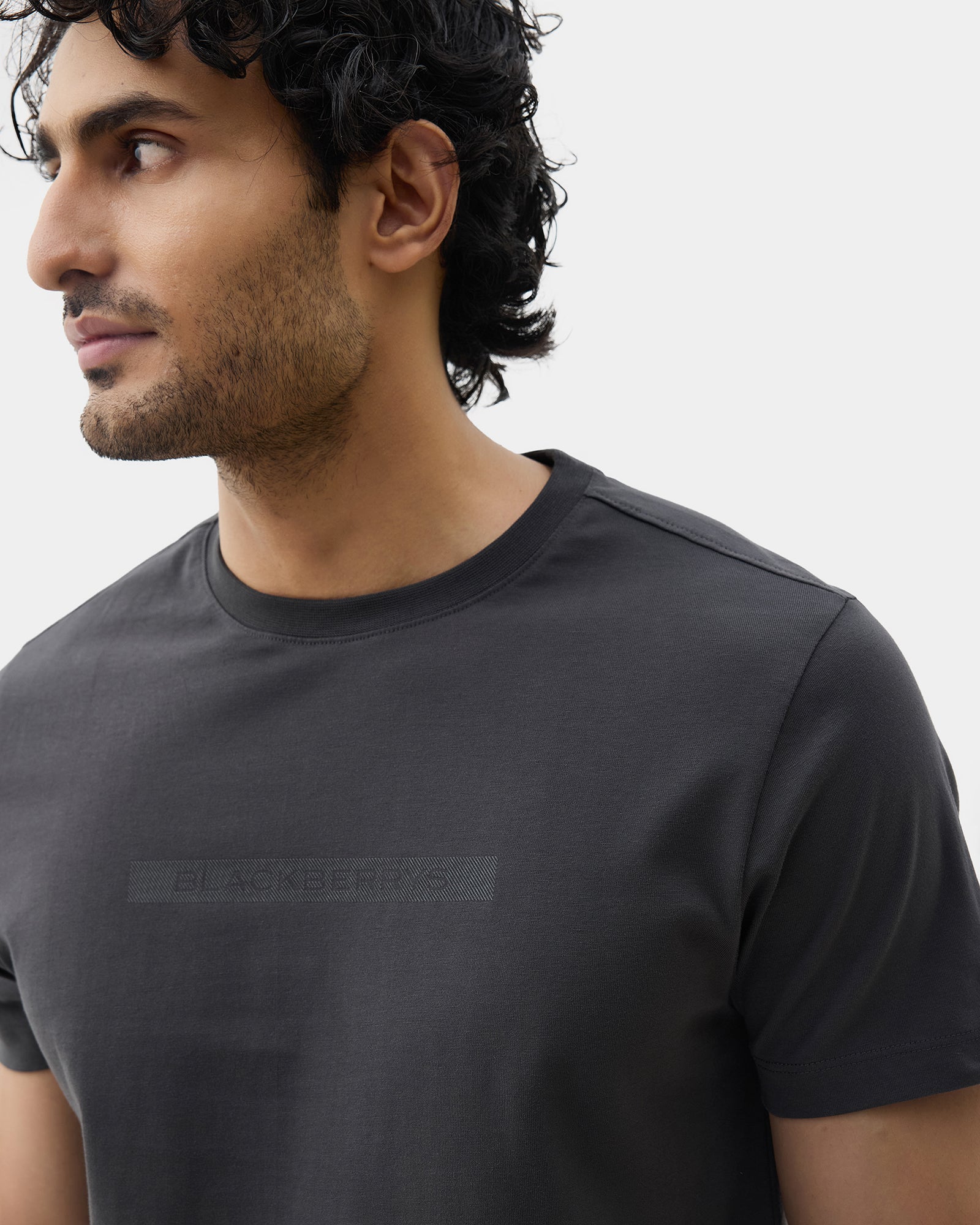 Charcoal Grey Crew Neck Printed T-Shirt - Marimo