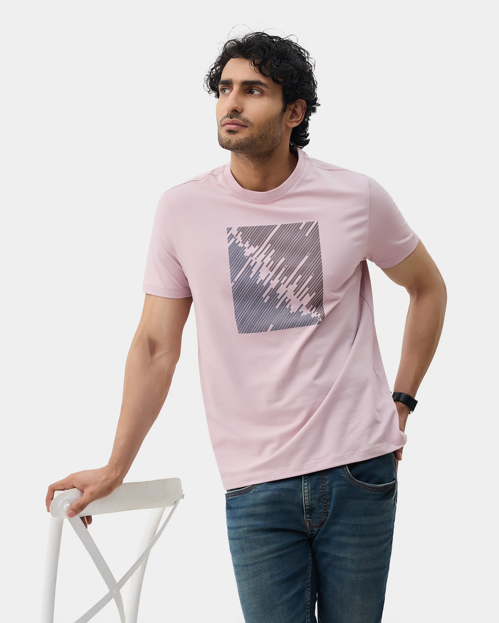 Lilac Crew Neck Printed T-Shirt - Megumi