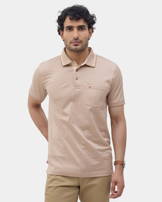 Beige Textured Polo - Bomi