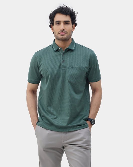 Forest Green Textured Polo - Bomi