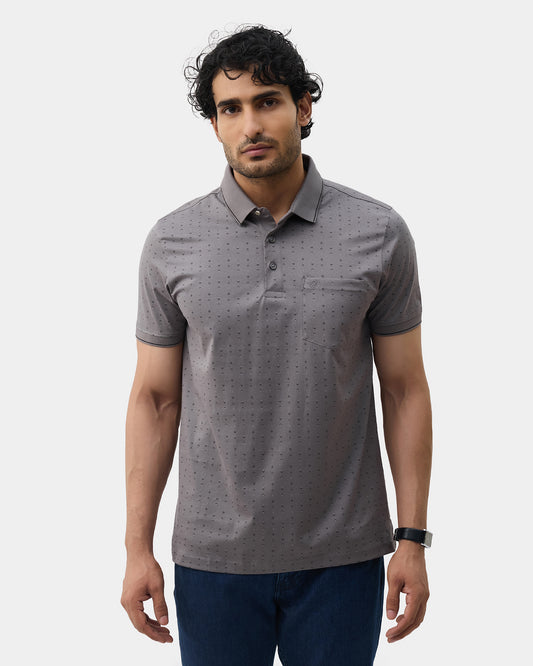 Front Gray Printed Polo - Kima