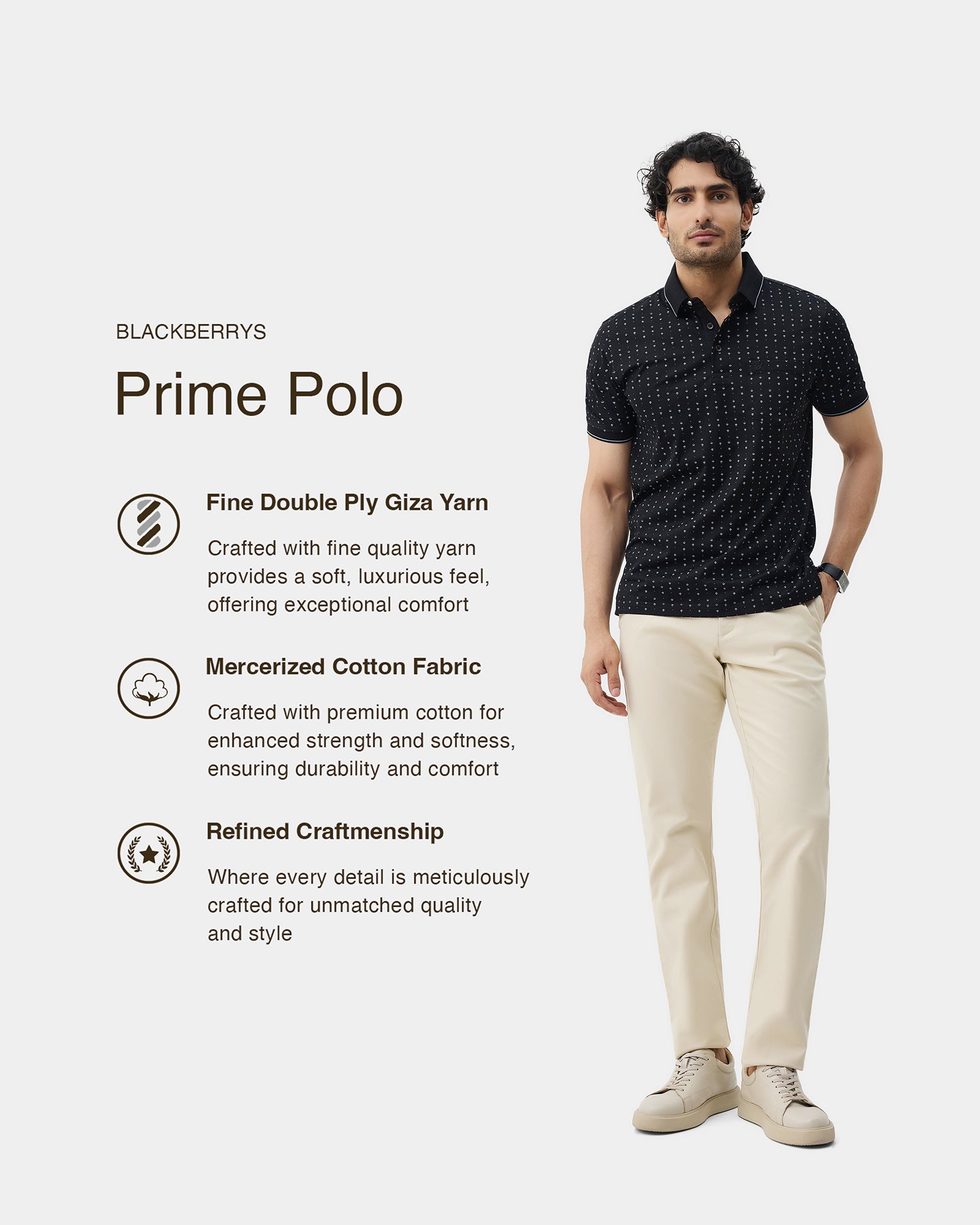 Black Printed Polo - Kima