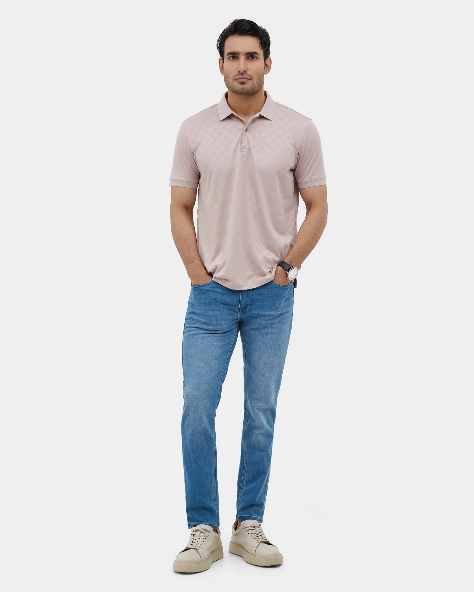 Ether Beige Textured Polo - Cho