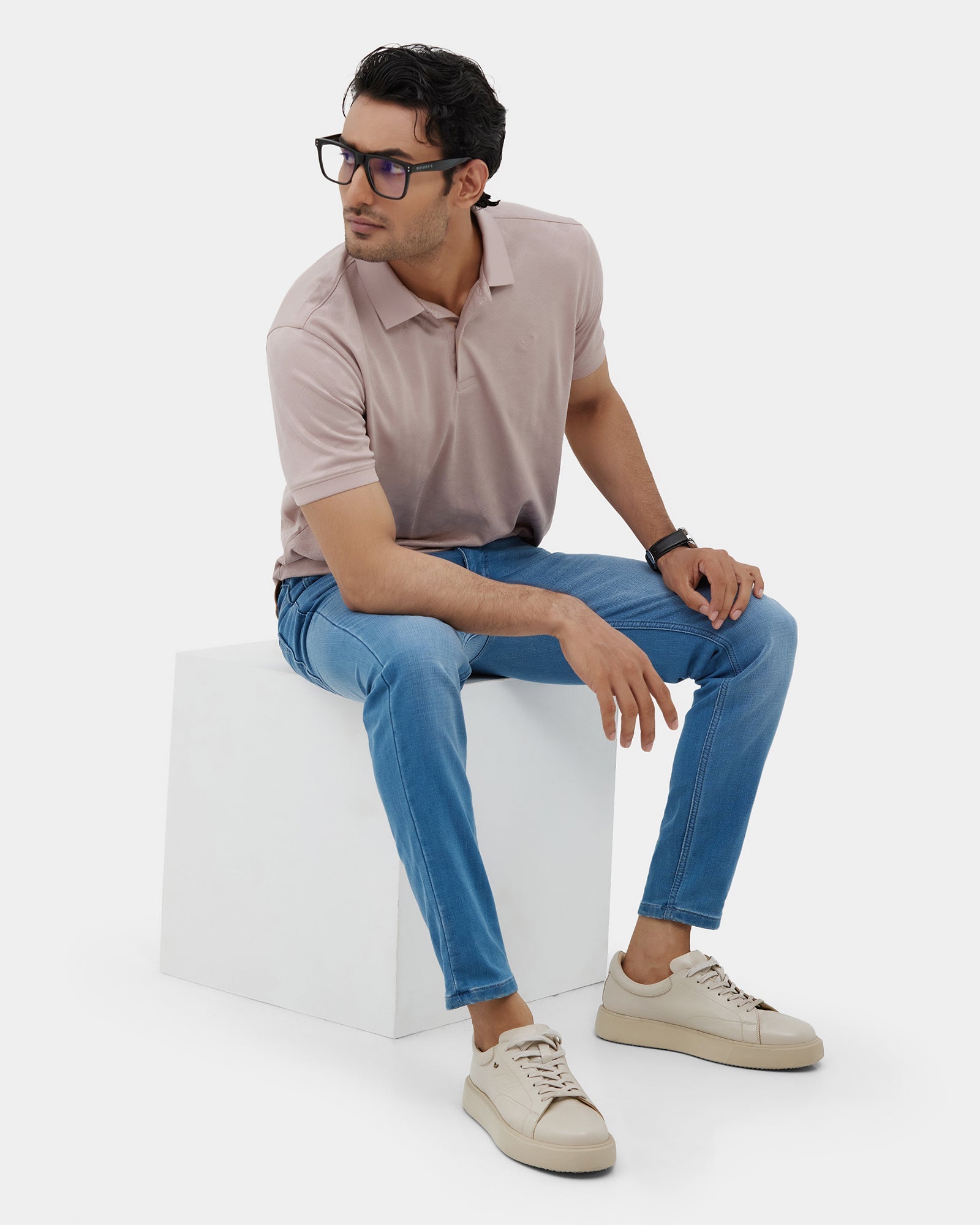 Ether Beige Textured Polo - Cho