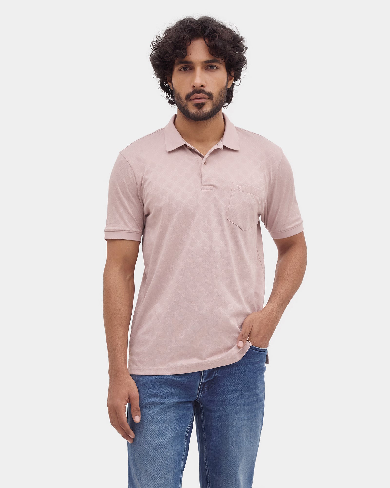 Ether Beige Textured Polo - Cho