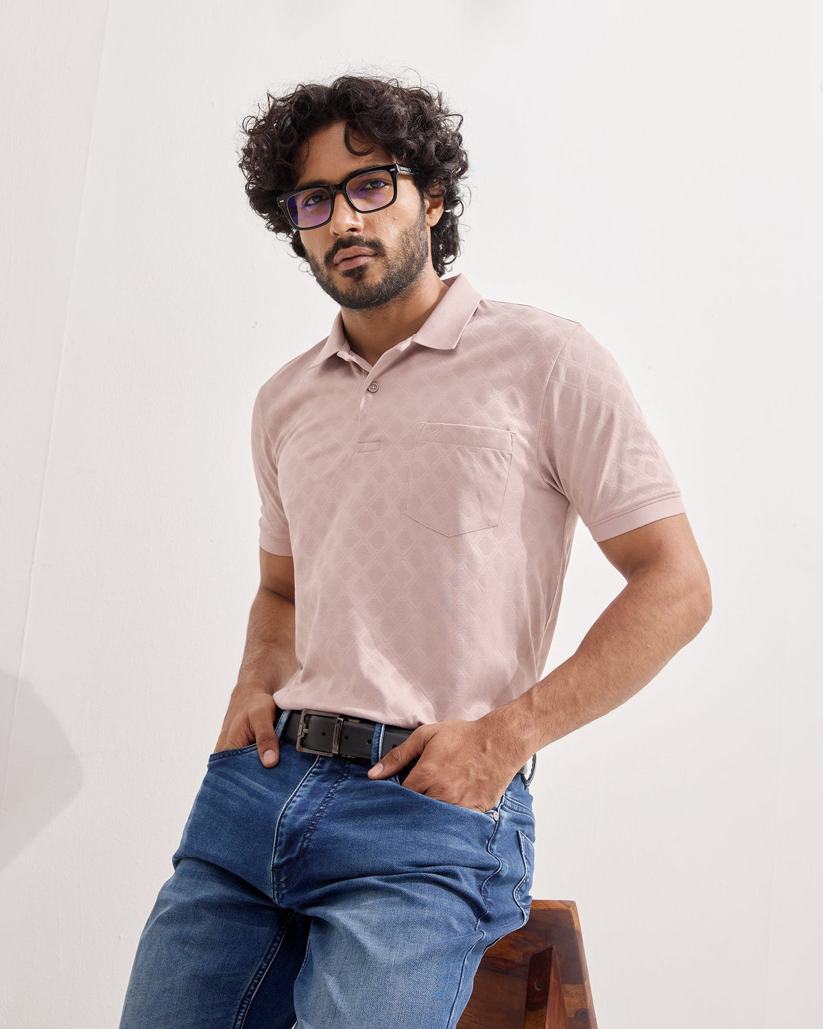 Ether Beige Textured Polo - Cho