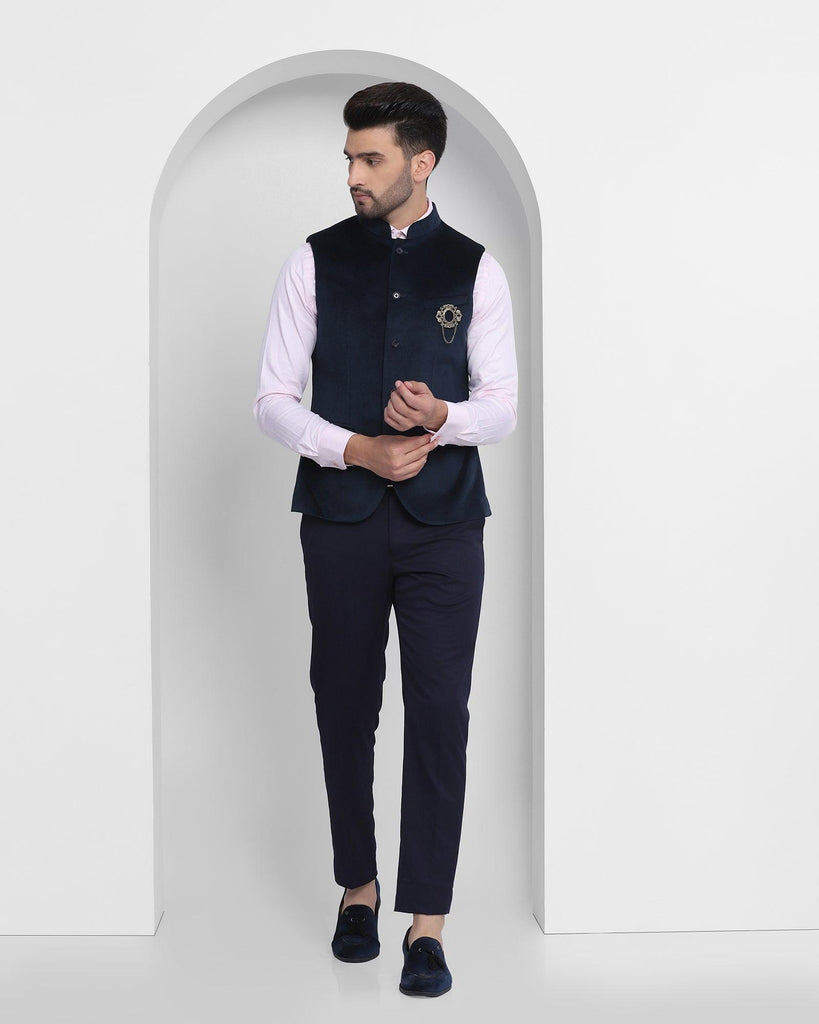 Bandhgala Formal Navy Solid Waistcoat - Dipton