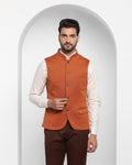 Solid Formal Bandhgala Waist Coat In Orange (Aphrodo) - Blackberrys
