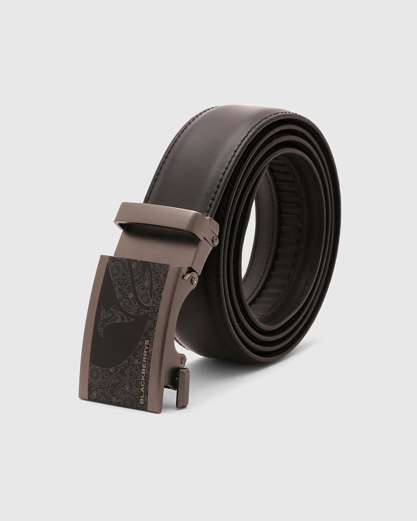 Leather Black Solid Belt - Quarter
