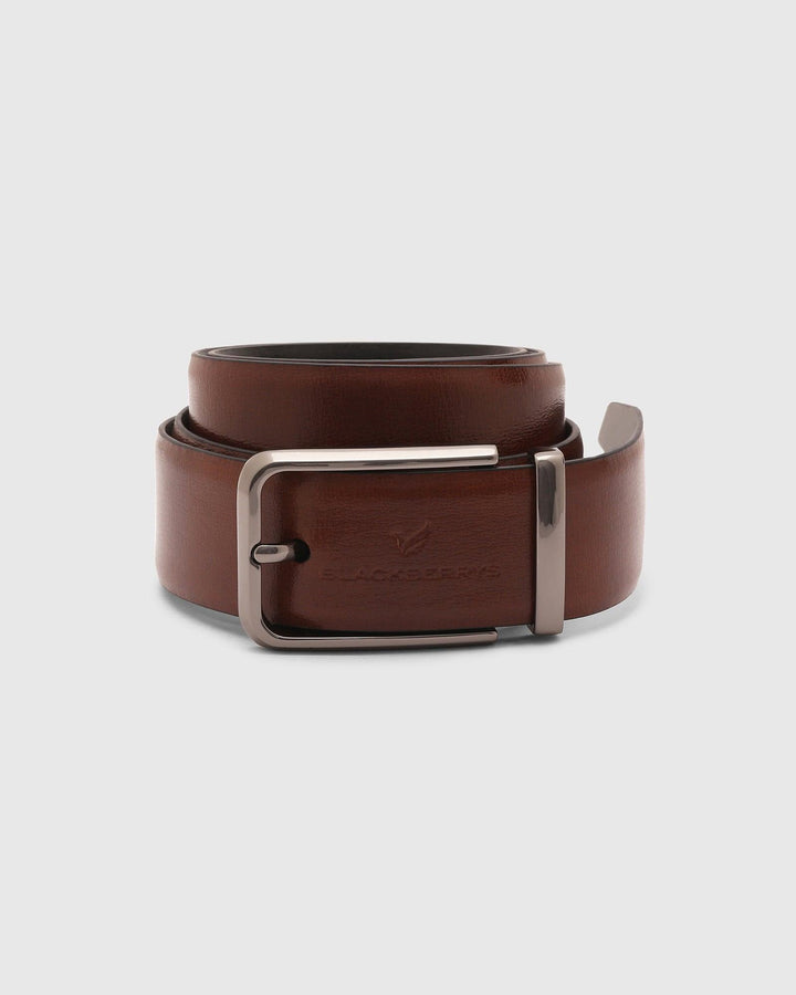 Leather Tan & Navy Solid Belt - Qamila