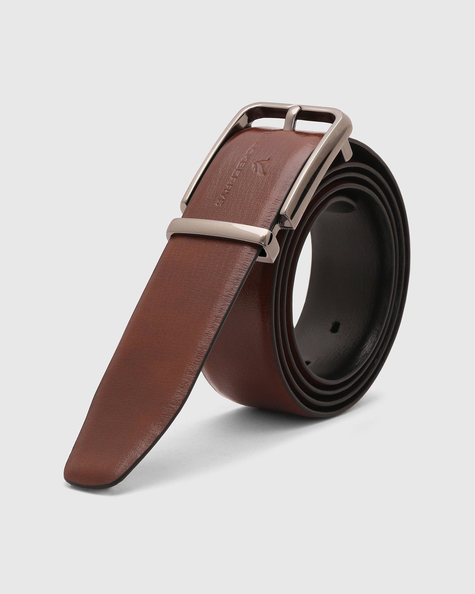 Leather Tan Navy Solid Belt - Qamila
