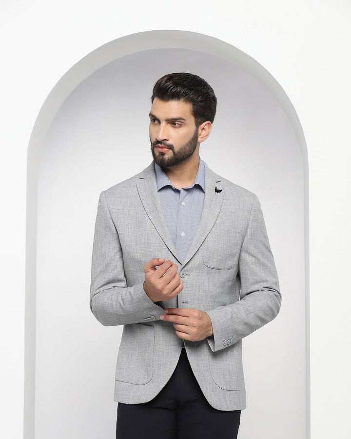 Formal Grey Solid Blazer - Bonker