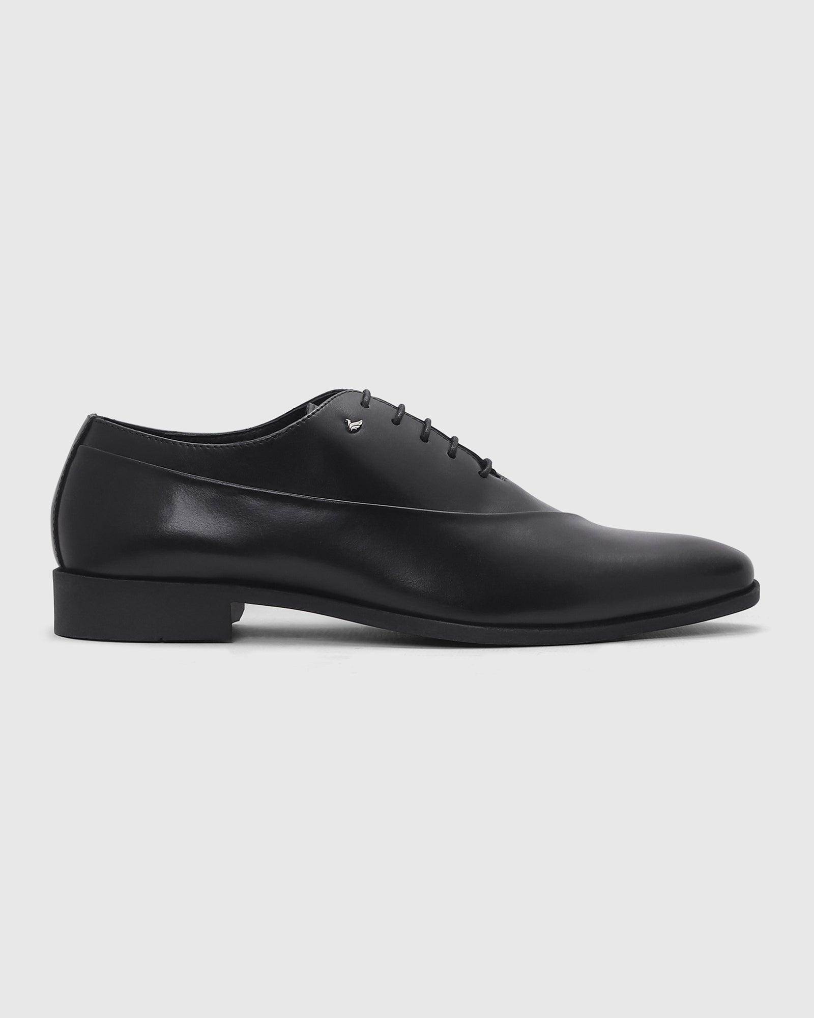Leather Formal Black Solid Oxford Shoes - Pren