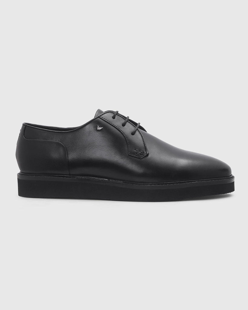 Leather Formal Black Solid Derby Shoes - Prex