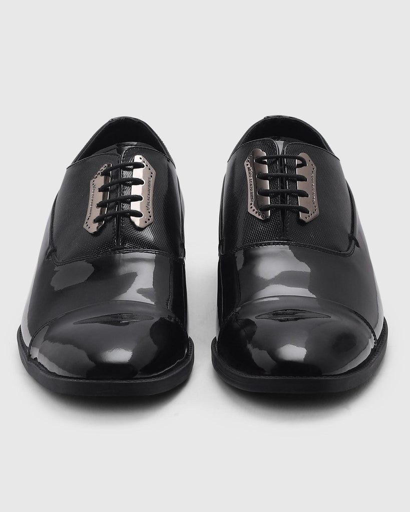 Leather Formal Black Solid Oxford Shoes - Purse