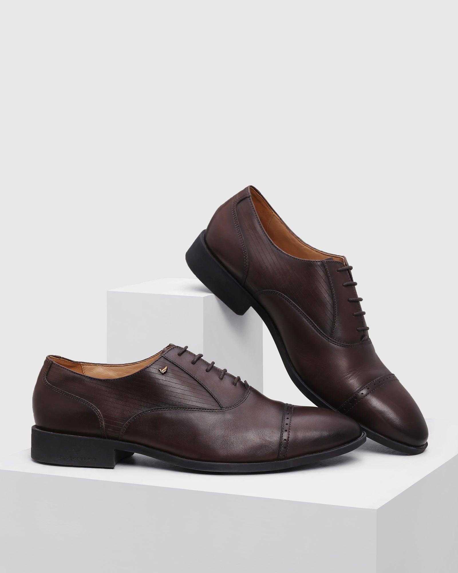 Leather Formal Brown Solid Oxford Shoes - Prebolt