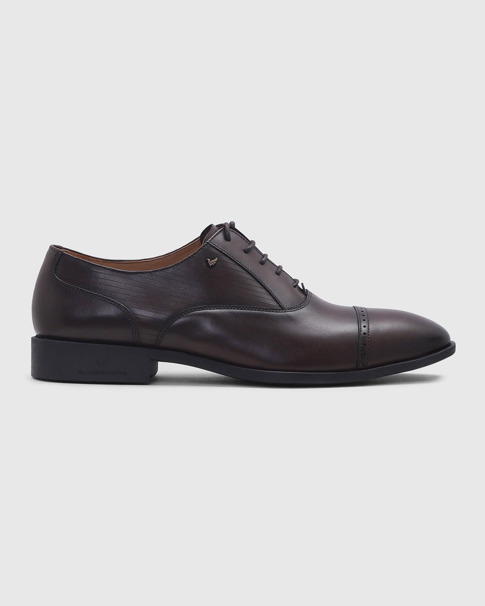 Leather Formal Brown Solid Oxford Shoes - Prebolt