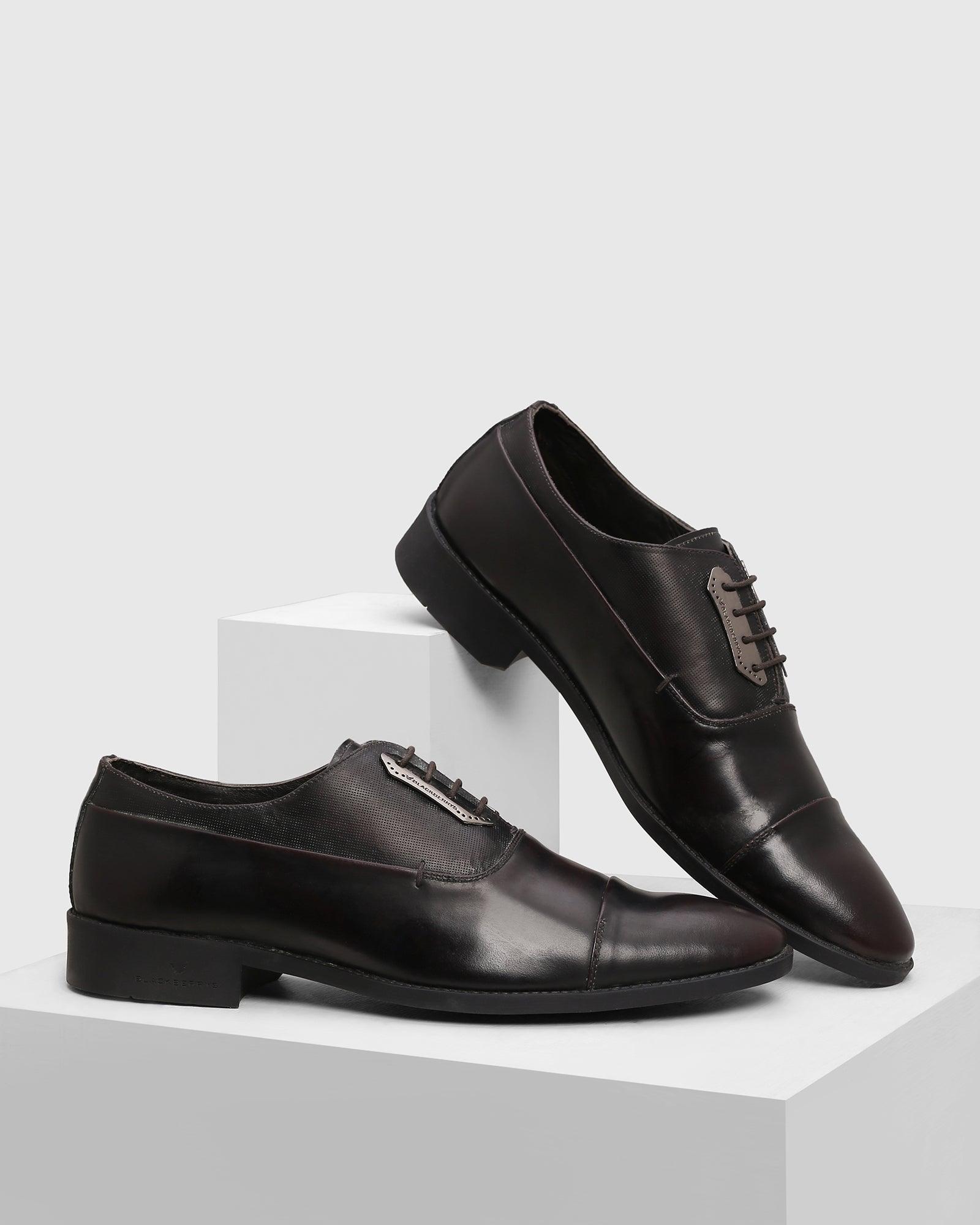 Leather Formal Burgandy Solid Oxford Shoes - Pronel
