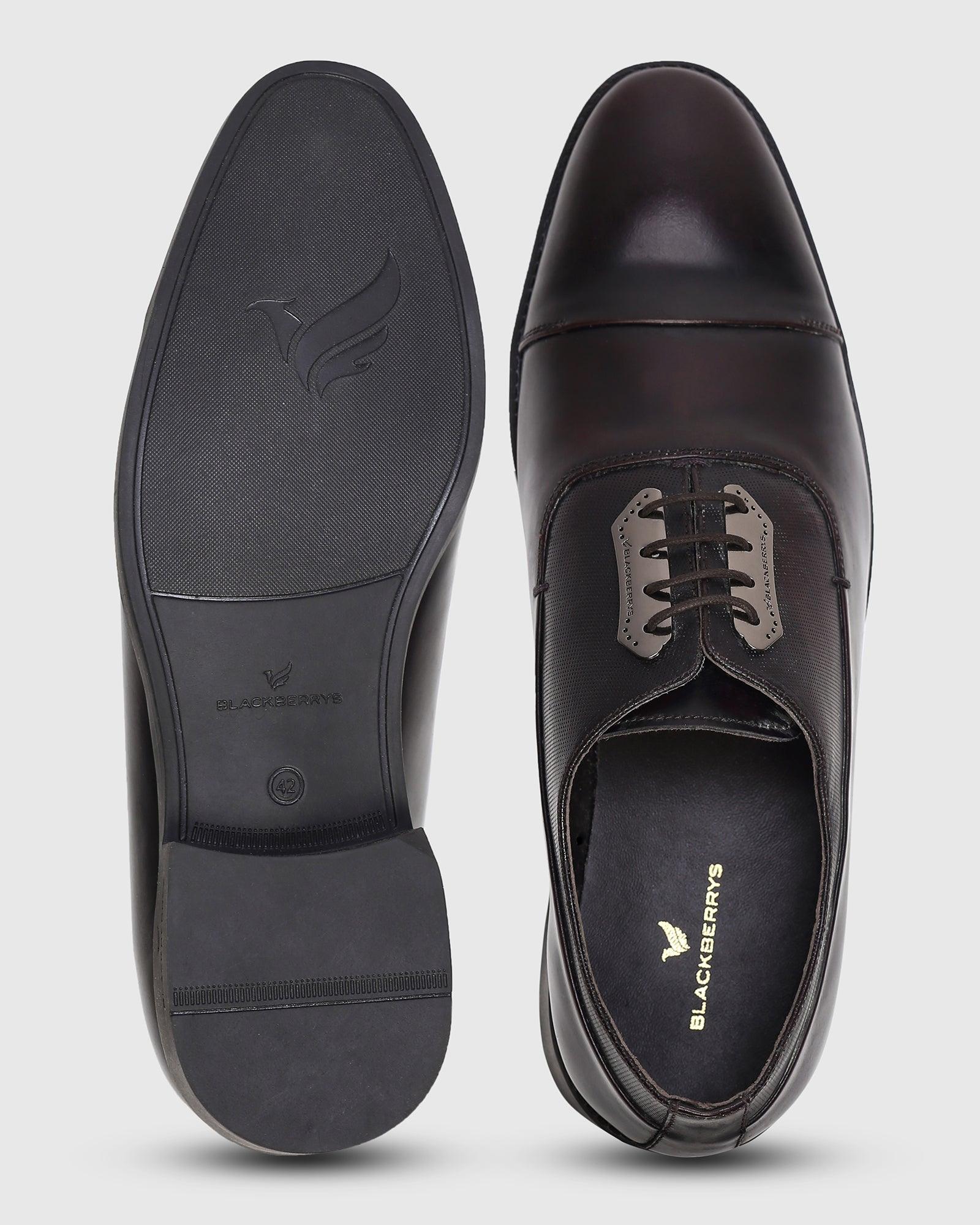 Leather Formal Burgandy Solid Oxford Shoes - Pronel