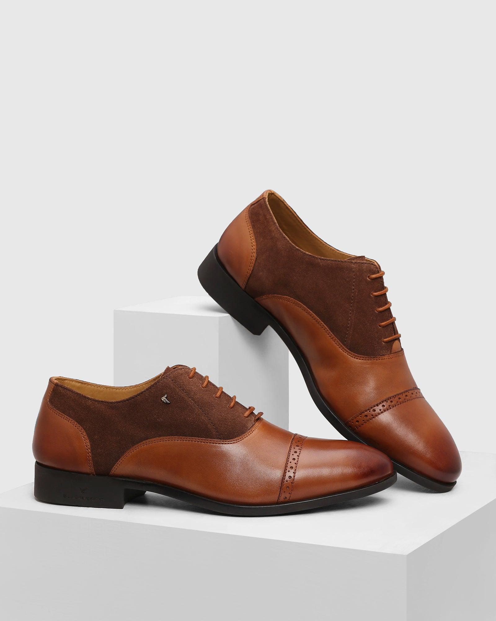 Leather Formal Tan Solid Oxford Shoes - Pager