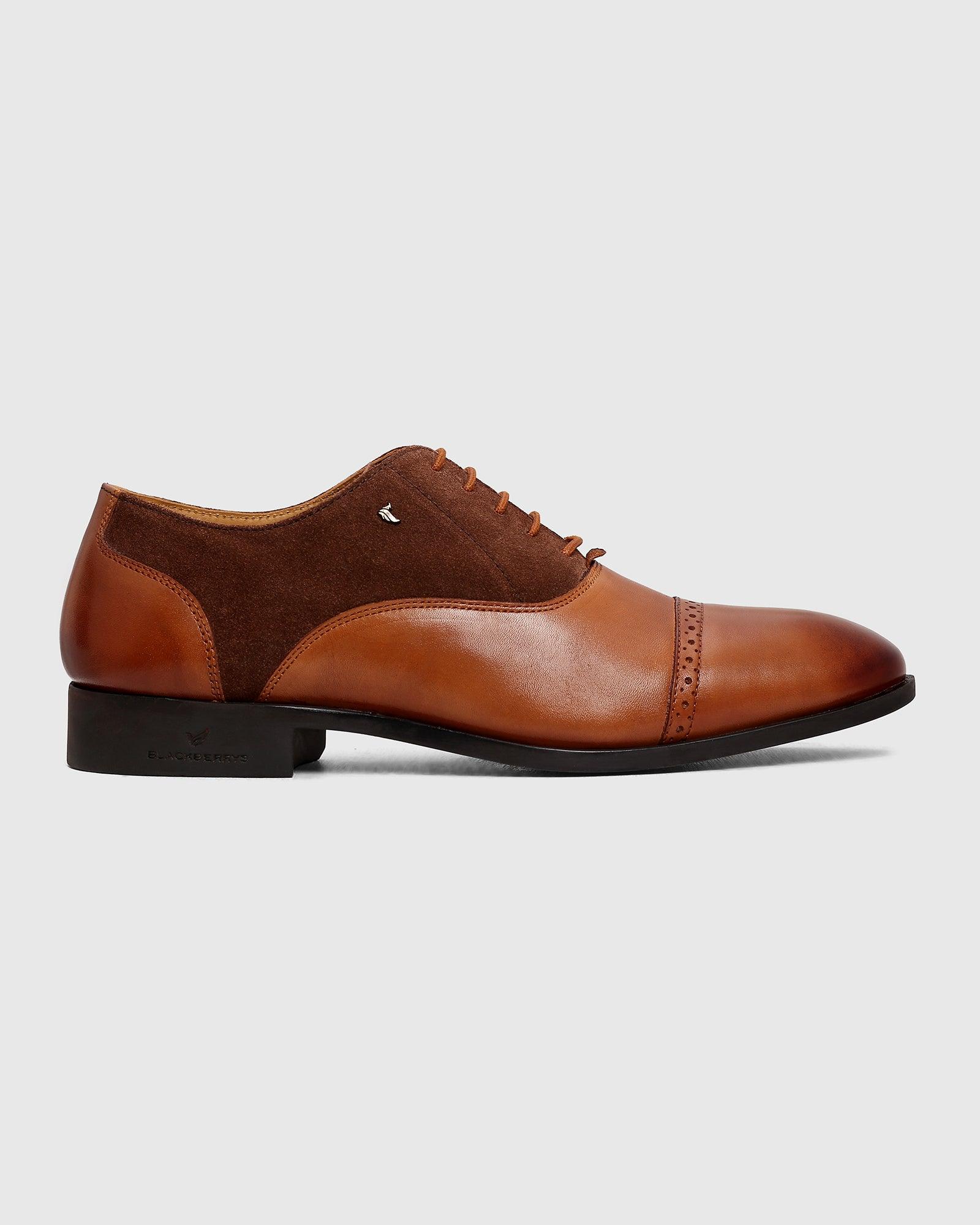 Leather Formal Tan Solid Oxford Shoes - Pager
