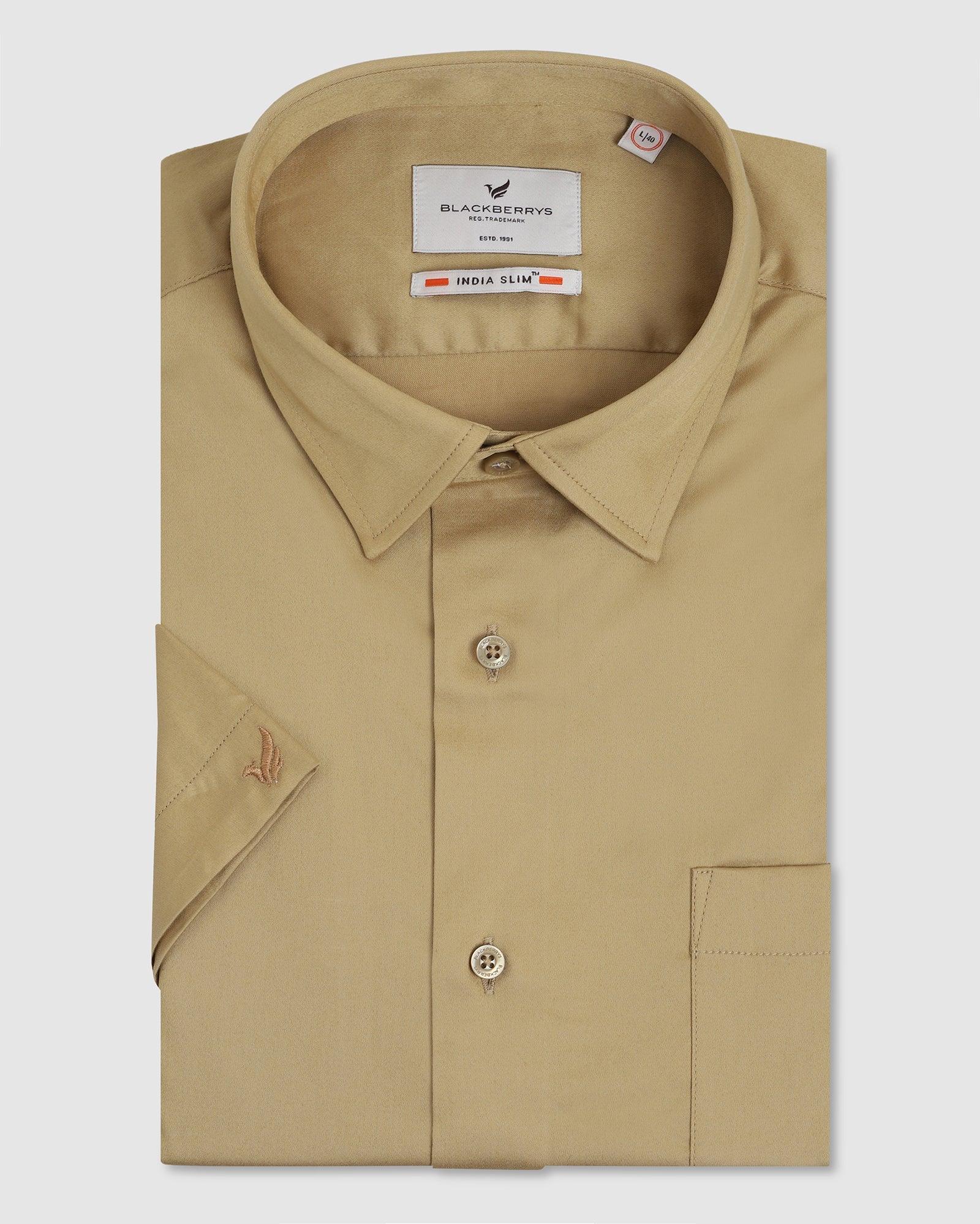 Formal Half Sleeve Golden Solid Shirt - Edard