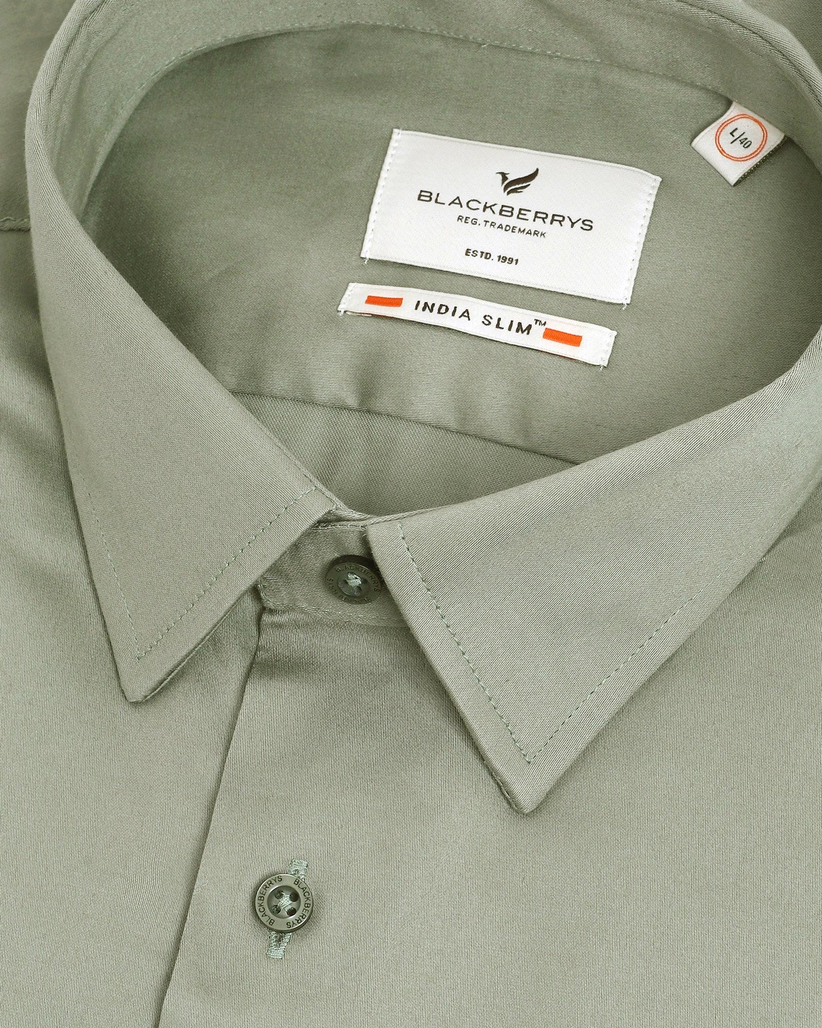 Formal Half Sleeve Olive Solid Shirt - Edard