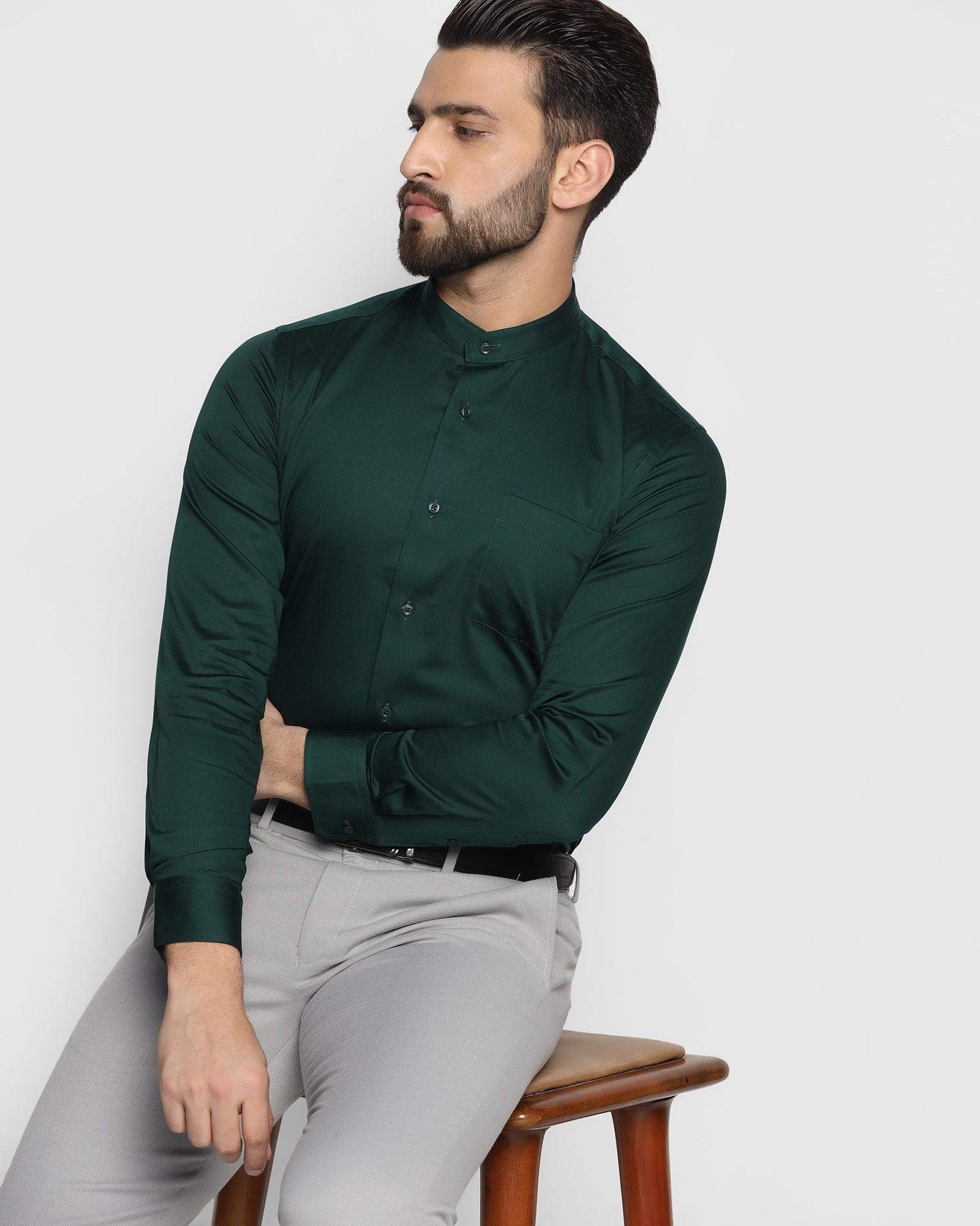 Formal Green Solid Shirt - Pierce