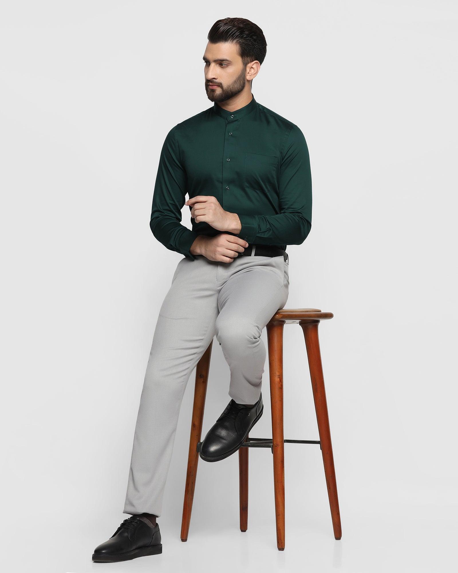 Formal Green Textured Shirt - Mayim