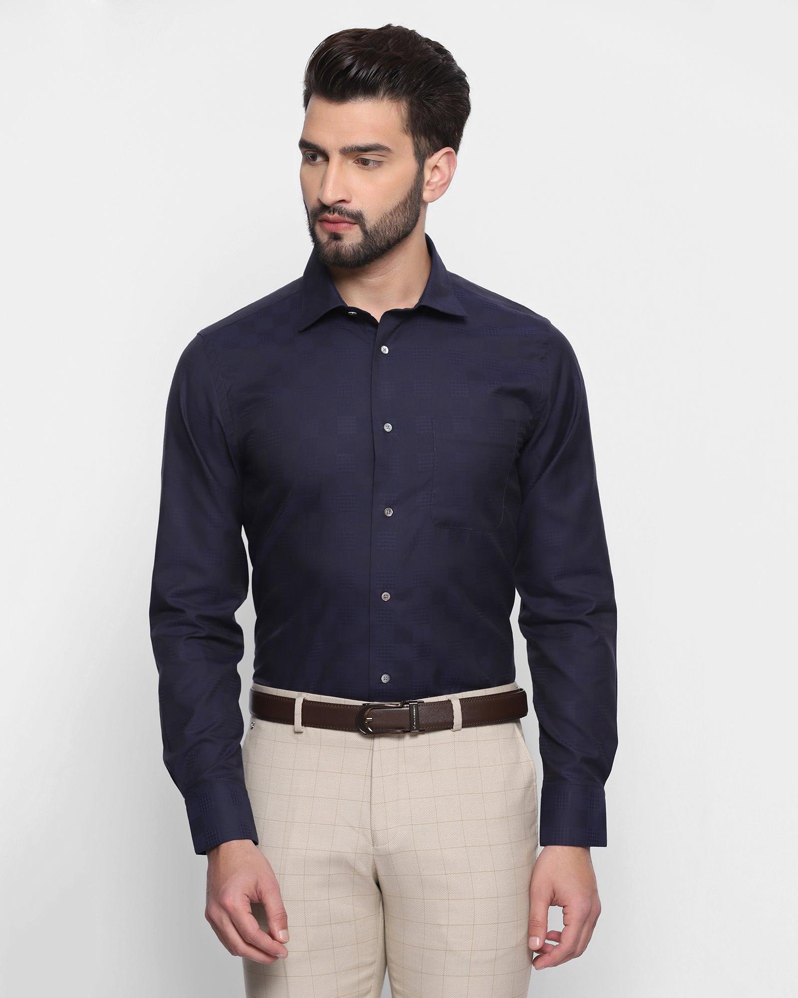 Luxe Formal Navy Solid Shirt - Dior