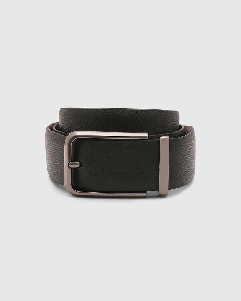 Leather Black Tan Solid Belt - Qamila