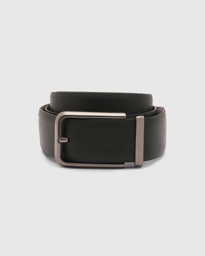 Leather Black & Tan Solid Belt - Qamila