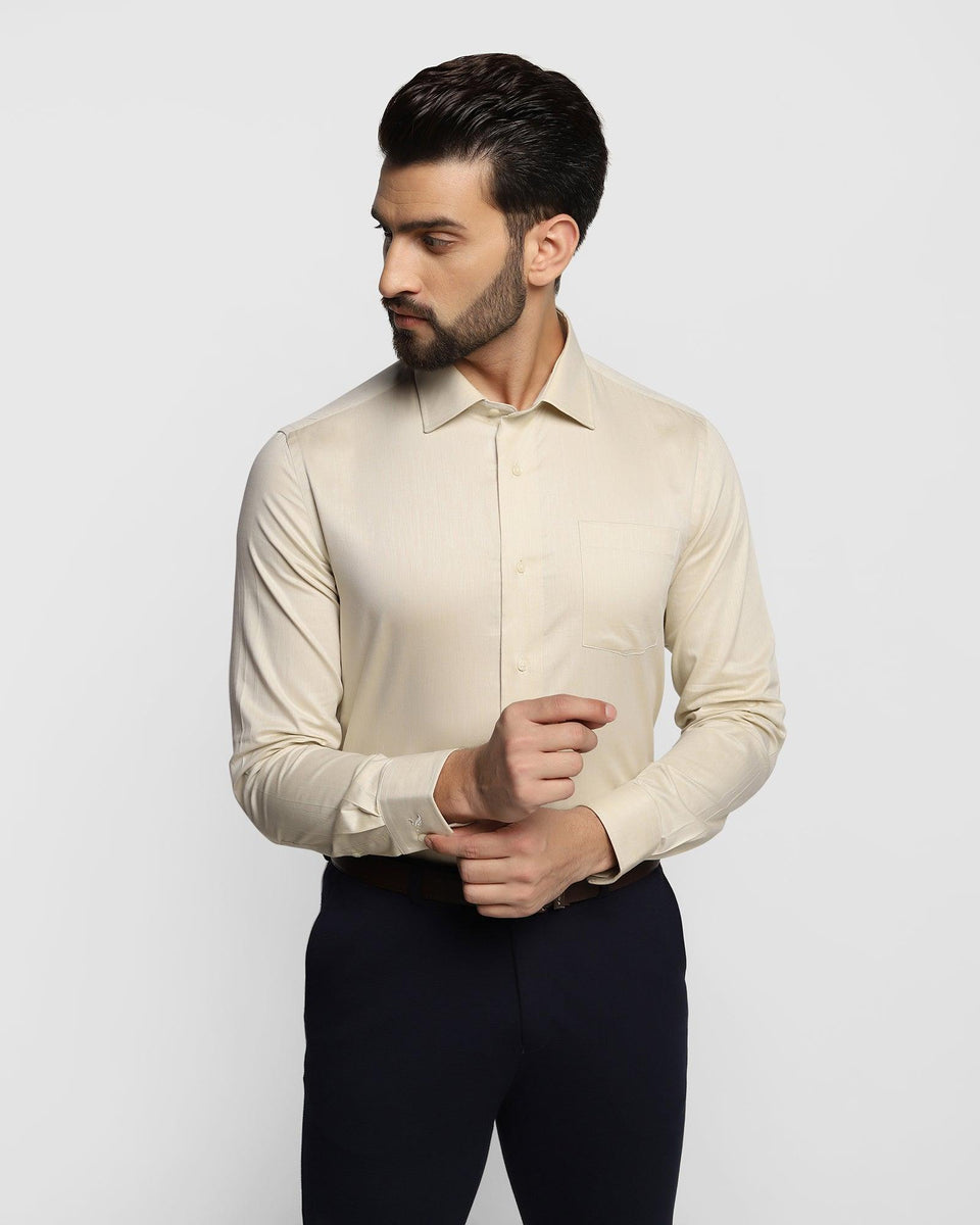 Formal Beige Solid Shirt - Otto