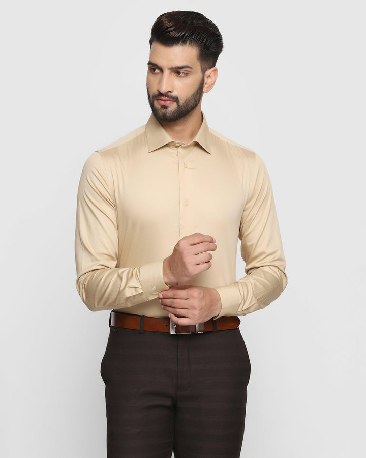 Formal Beige Solid Shirt - Tuscan