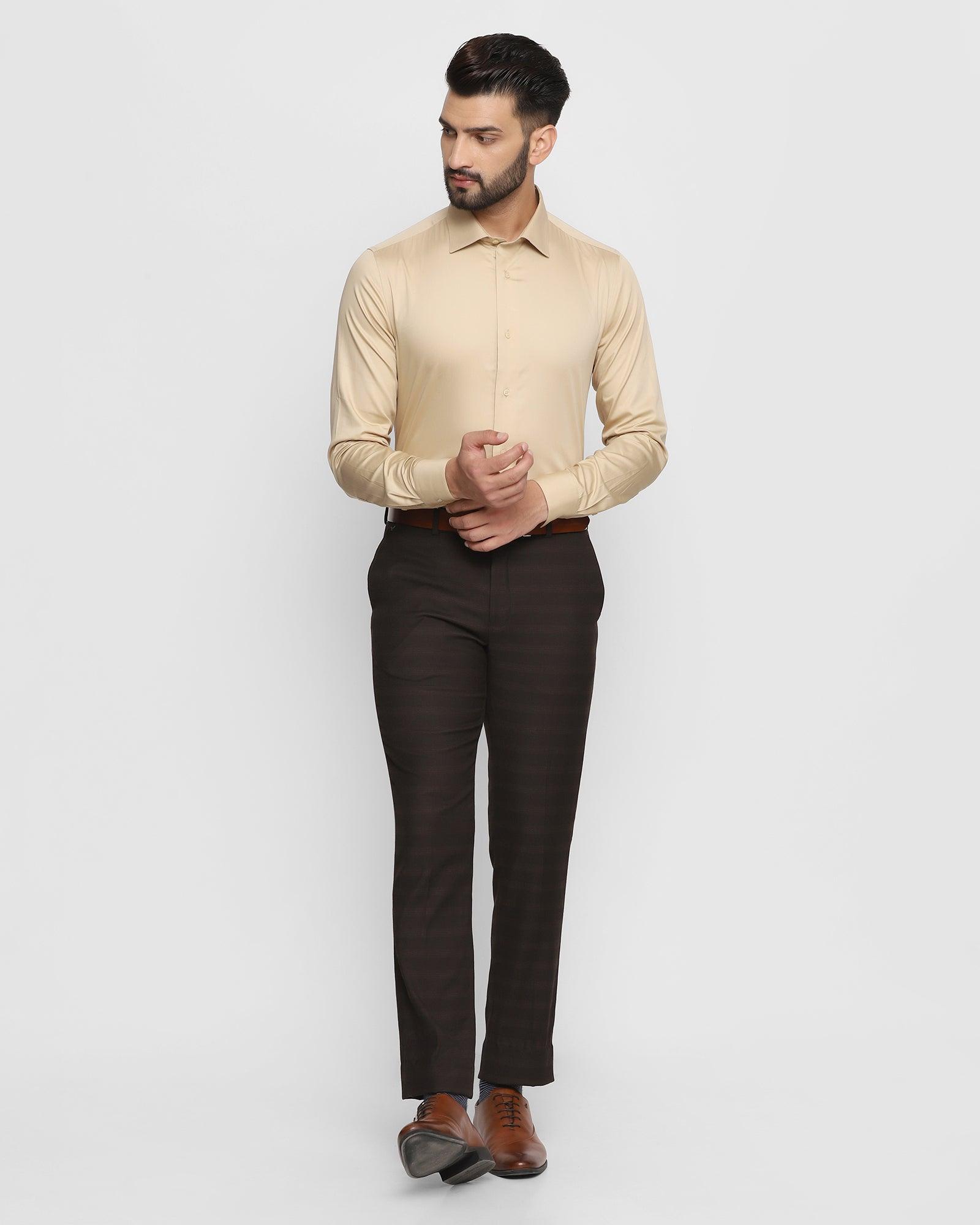 Formal Beige Solid Shirt - Tuscan