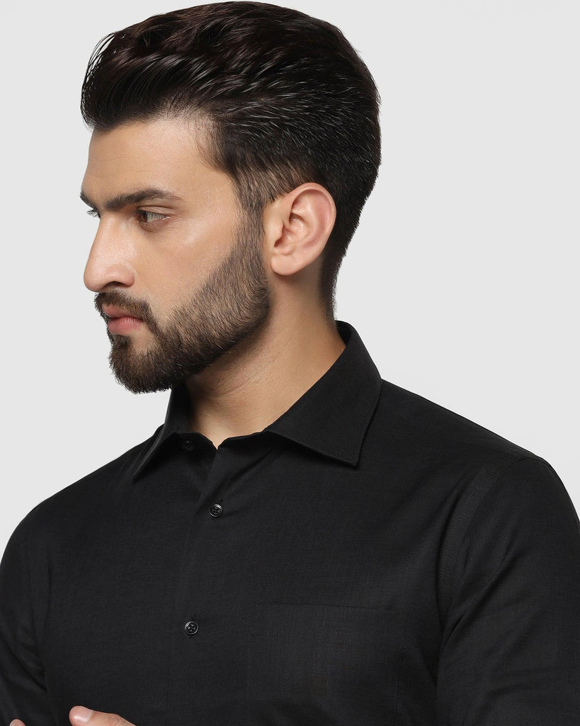 Non Iron Linen Formal Black Solid Shirt - Rado