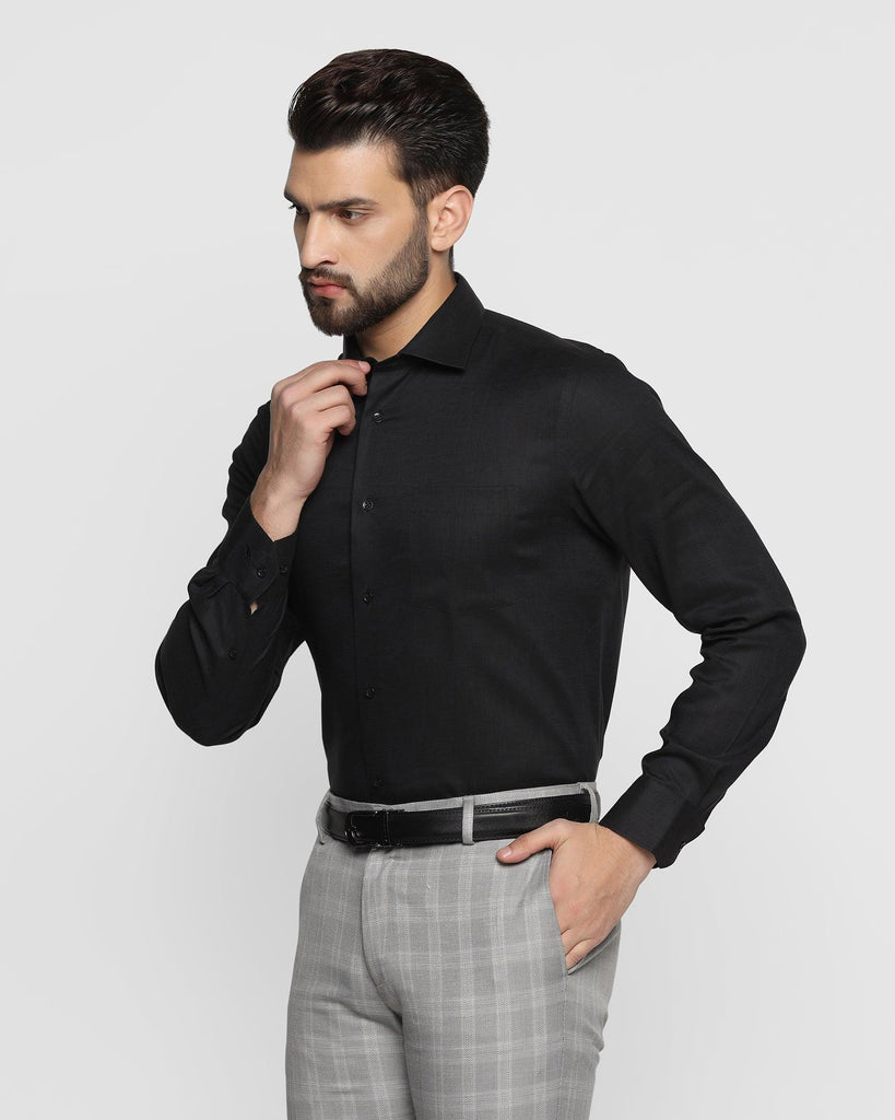 Non Iron Linen Formal Black Solid Shirt - Rado