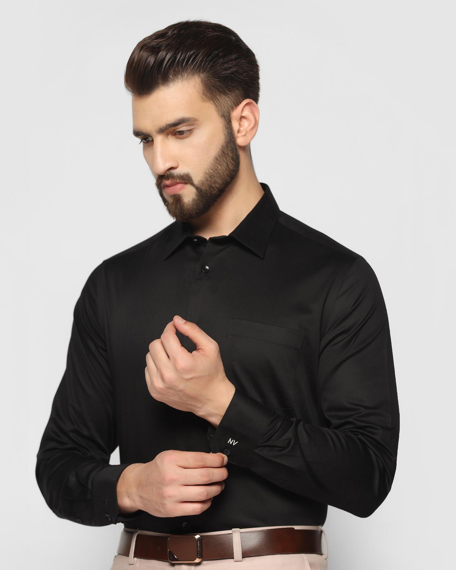 Personalized Formal Black Solid Shirt - Sailor